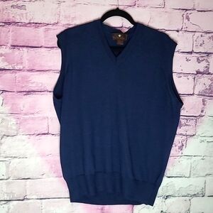 TOSCANO MADE IN ITALY 100% EXTRA FINE MERINO WOOL DEEP NAVY KNIT VEST MENS LARGE